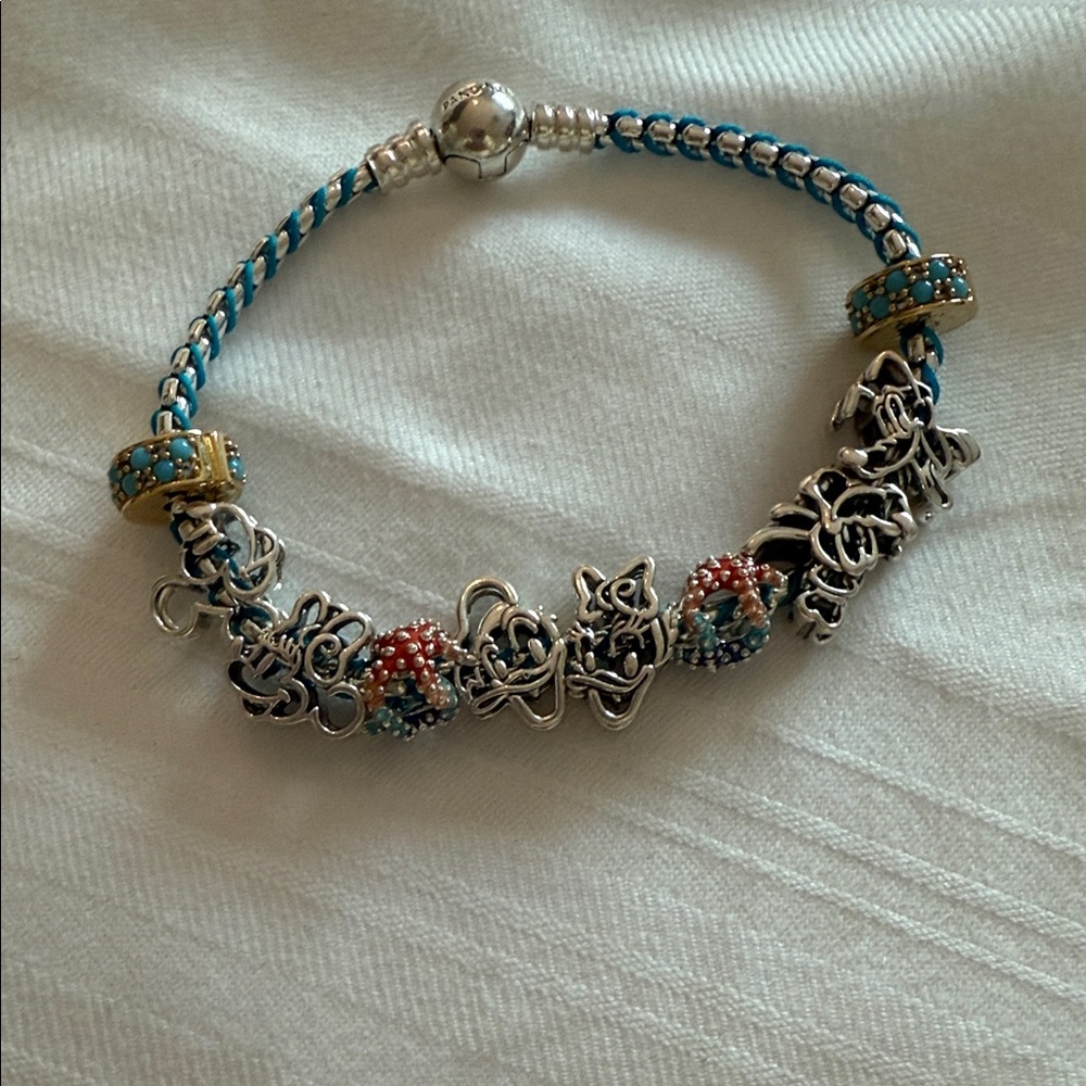 Pandora Silver Bracelet with Blue and Red Accents Disney the Fab 6!